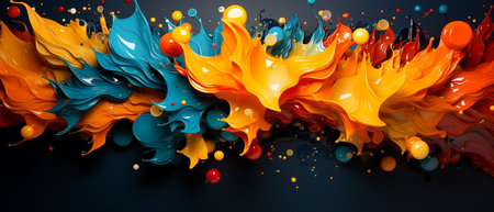 Abstract background with colorful splashes. 3d rendering, 3d illustration.の素材