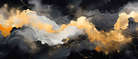 Marble abstract background with gold and black colors. Vector illustration.の素材