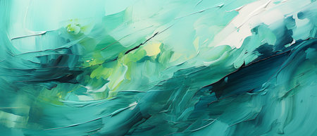 abstract background painting with acrylics in green and blue colors.の素材