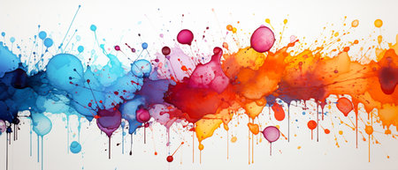 Colorful paint splashes on white background. Artistic vector illustration.の素材