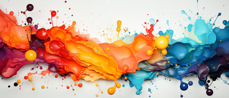 Colorful paint splashes isolated on white background. 3d renderingの素材