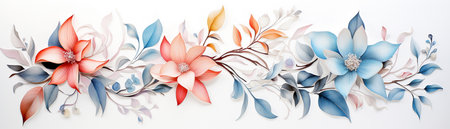 Elegant floral background with flowers and leaves. Vector illustration.の素材