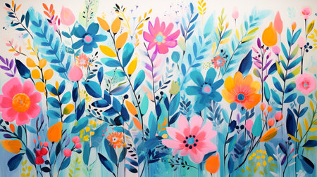 Colorful floral background. Watercolor painting. Hand drawn illustration.の素材