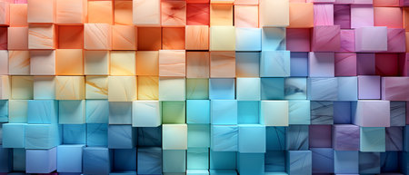 Colorful cubes background. 3d rendering, 3d illustration.の素材