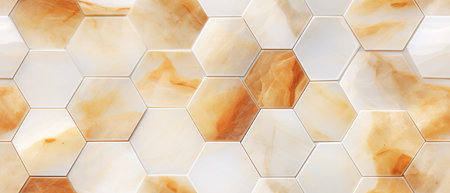 Marble texture background pattern with hexagonal tiles. 3D renderingの素材