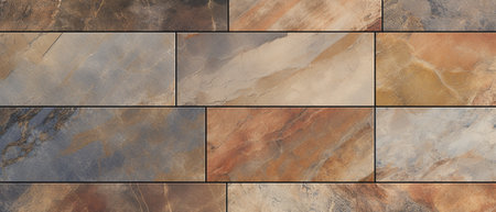 Panorama of brown marble stone texture background. Floor tile patterns.の素材