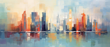 illustration of skyscrapers in New York City, USA.の素材