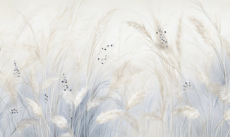 Pampas grass (feathers) on white background.の素材