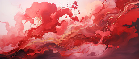 abstract red background with watercolor stains. 3d render illustrationの素材