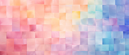Abstract background with blue, pink, yellow, orange and blue squaresの素材