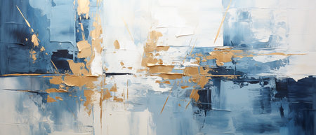 Abstract background with blue and gold paint splashes. 3d renderingの素材