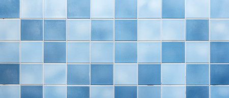 Blue ceramic tile wall texture background with copy space for text or image.の素材