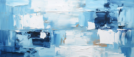 Abstract blue and white acrylic paint background. Acrylic painting on canvas.の素材