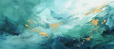 Abstract watercolor background. Blue and gold colors. 3d renderingの素材