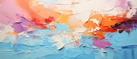 abstract background oil painting on canvas with blue, pink and orange colorsの素材