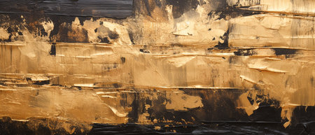 abstract grunge background, black and gold paint on the wallの素材