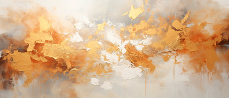 Autumn background with maple leaves and grunge textured paper.の素材
