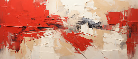 Red and white oil paint on canvas. Abstract background for design.の素材