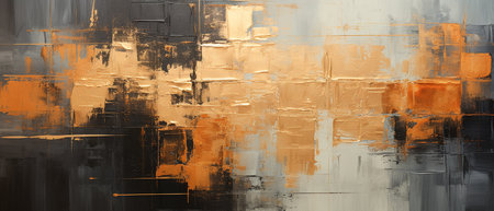 Abstract background with orange and black grunge textures. Illustration.の素材