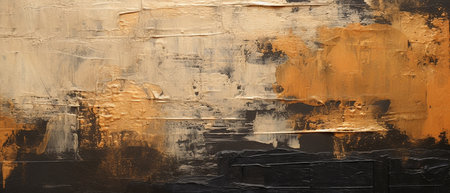 abstract background, oil painting on canvas, black and yellow toneの素材