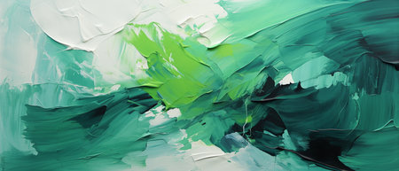 abstract background of oil paint strokes in green and turquoise colorsの素材
