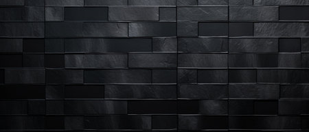 Black brick wall texture background. 3d rendering, 3d illustration.の素材