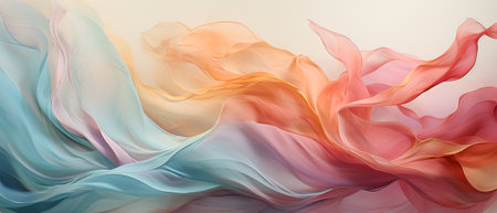 Abstract background of multicolored wavy fabric. 3d rendering, 3d illustration.の素材