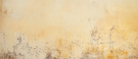 Texture of old rustic wall covered with yellow stucco. Grunge backgroundの素材