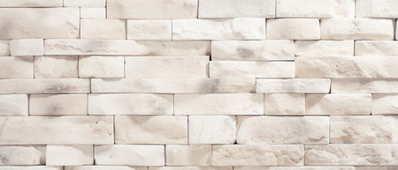 White brick wall texture background. White stone wall pattern for interior or exterior design.の素材