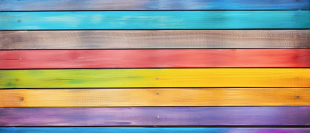 Colorful wood texture background. Abstract background of colorful wooden planks.の素材