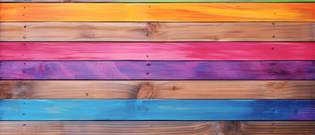 Colorful painted wood wall - texture or background. Close-up.の素材