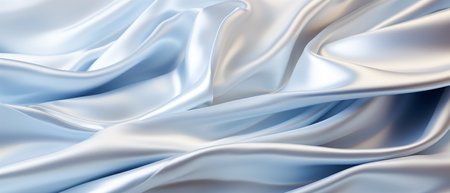 Closeup of rippled white silk fabric. Whole background.の素材