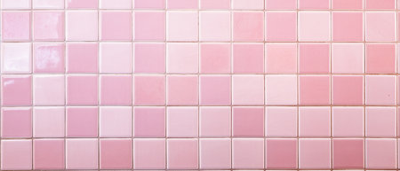 Ceramic tile wall texture background. Pink and white color.の素材