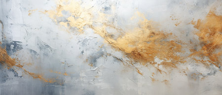 abstract background with gold and black paint on old grunge wallの素材