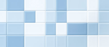 Blue tile wall background. 3d rendering, 3d illustration.の素材