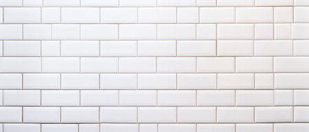 White tile wall texture background for interior or exterior design and decoration.の素材
