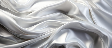 Closeup of rippled white silk fabric lines. 3d render illustrationの素材