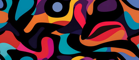 Abstract background with colorful wavy shapes. Vector illustration for your designの素材