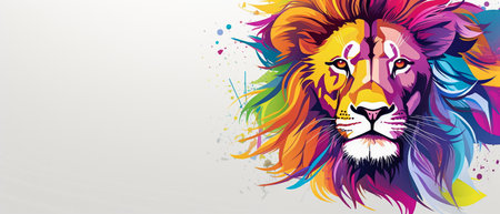 Lion head with colorful splashes. Vector illustration for your designの素材