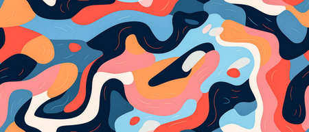 Abstract colorful background with wavy lines and spots. Vector illustration.の素材