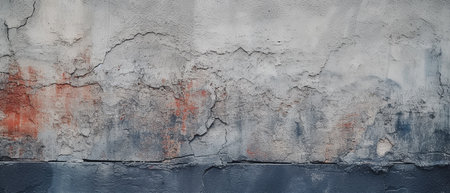 Texture of old rustic wall covered with gray and orange stuccoの素材