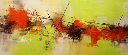 abstract background, multi-colored strokes of paint on a canvasの素材