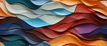 3d render, abstract wavy background with colorful lines, modern designの素材