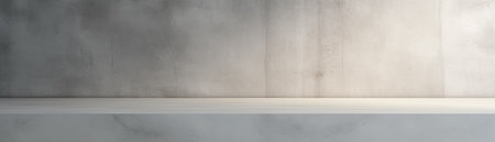 Empty white table and concrete wall background. For display or assembly of your products.の素材
