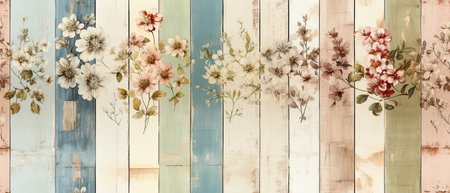 Watercolor flowers on wooden background. Hand painted watercolor illustration.の素材