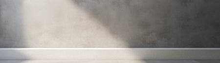 Empty room with concrete wall and floor, panoramic banner.の素材