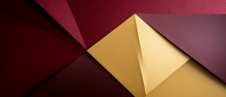Abstract geometric background of colored paper sheets. Flat lay, top view.の素材