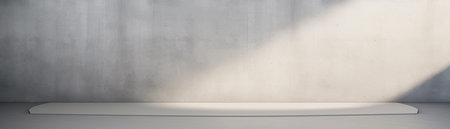 3d rendering of a white podium on a concrete wall background.の素材