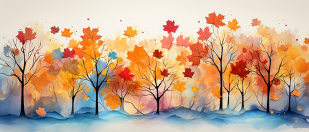 Autumn background with falling leaves. Vector illustration for your design.の素材
