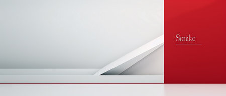 3d render, abstract background, white and red, modern designの素材